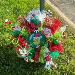 Homemade Custom Grinch Christmas Wreath